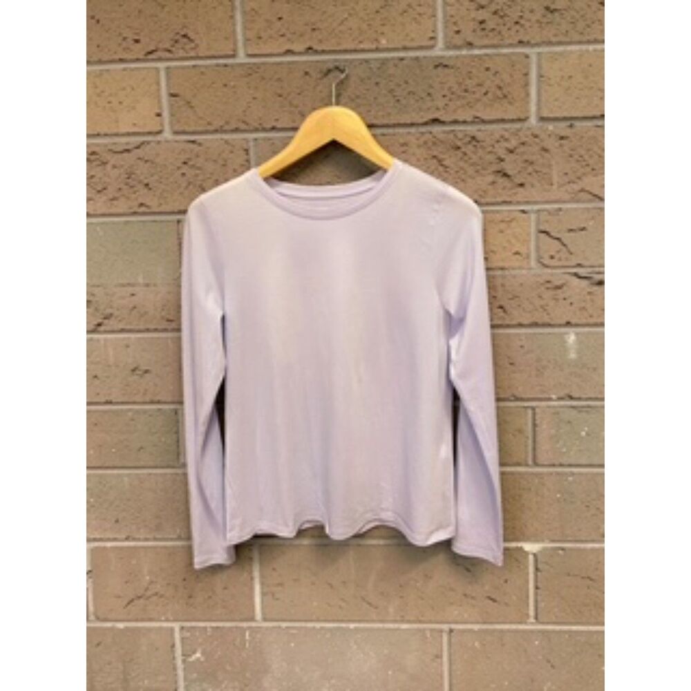 Eileen Fisher Organic Cotton Long Sleeve Tee Shirt Lavender Lilac XS Excellent